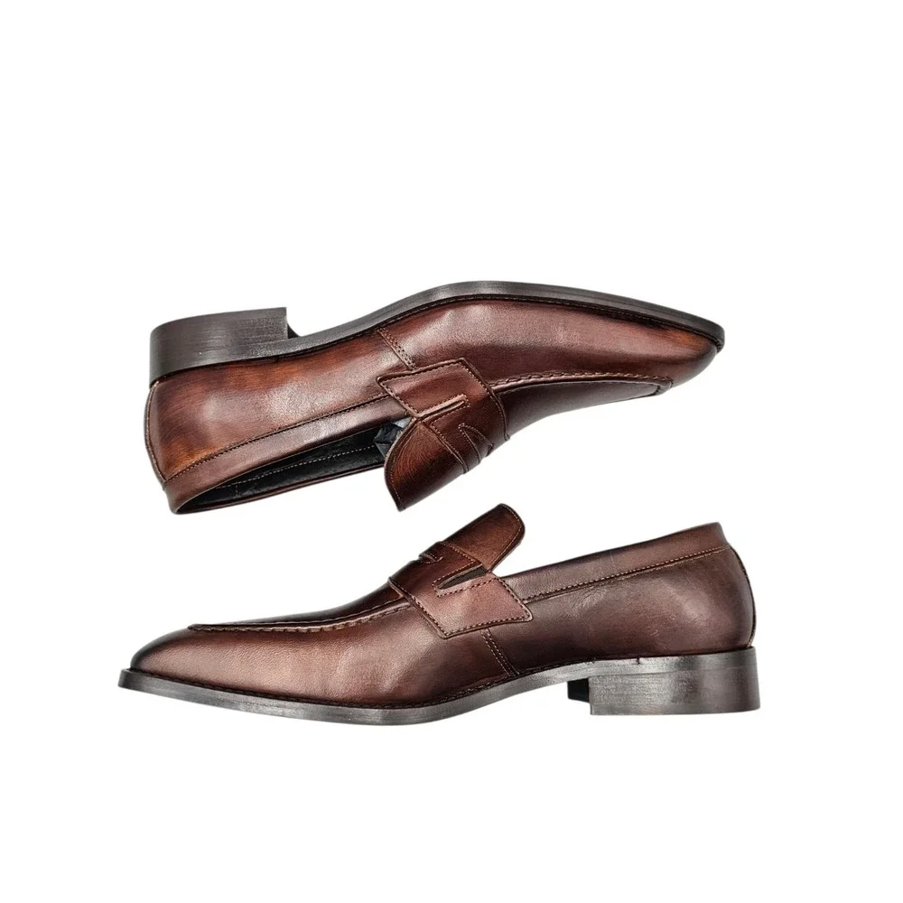 Di Franco Men's Size 42/ 8.5 US Brown Vitello Leather Dress Shoes Made In Italy